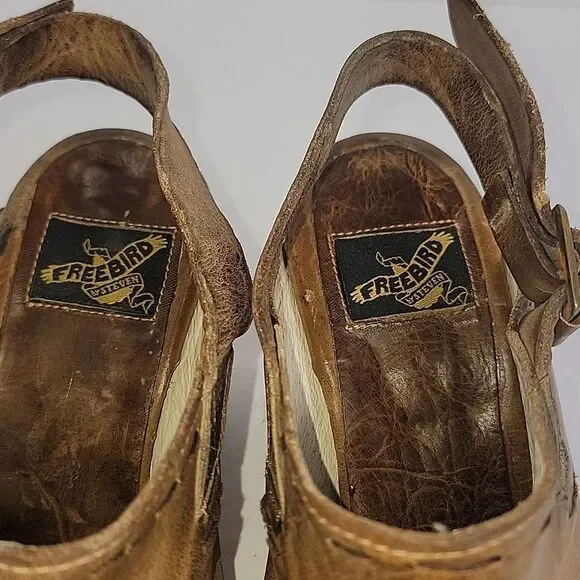 Freebird By Steven Gold Brown Leather Women's Ankle Boots - Picture 8 of 12